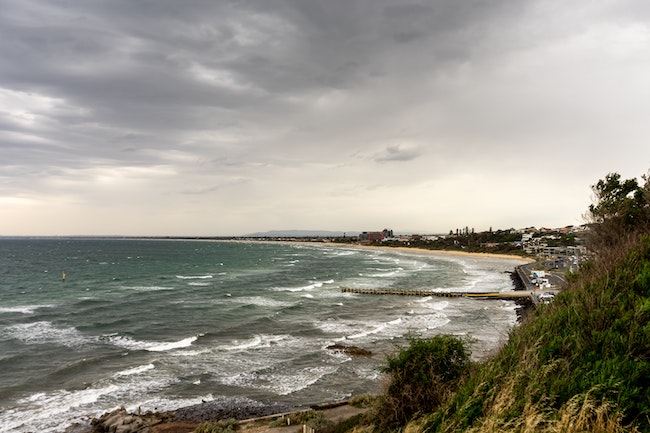 the beach at Frankston on a stormy day